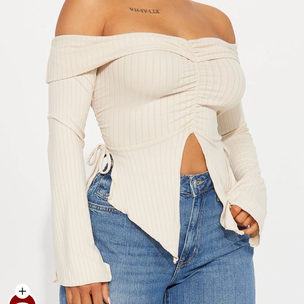 Fashion Nova Luna Off Shoulder Top - Sand